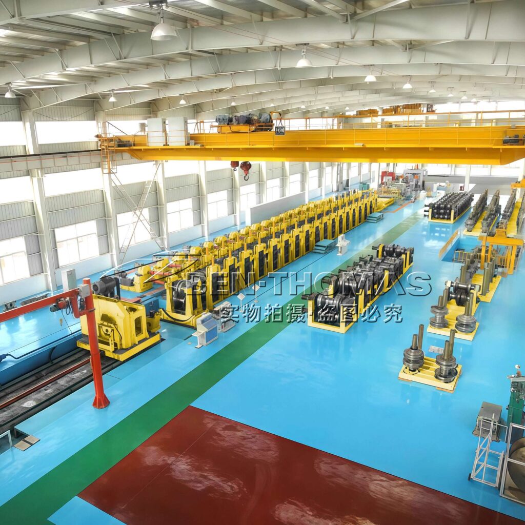 Ship hold sidewall panel production line